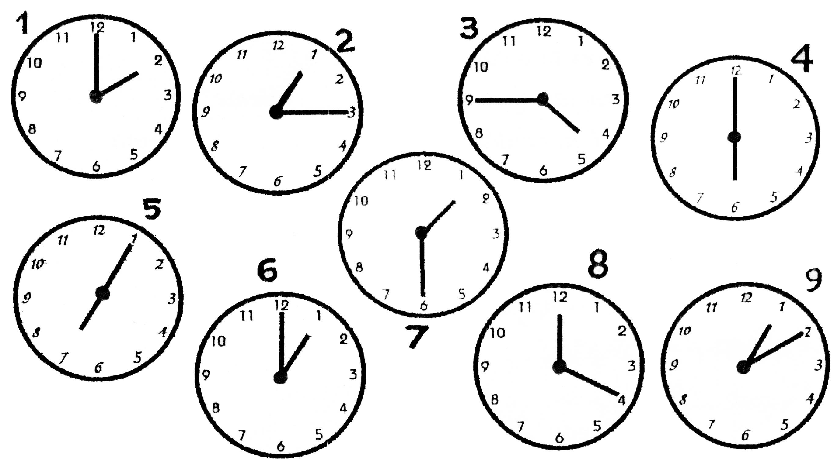 Задания по определению времени по часам