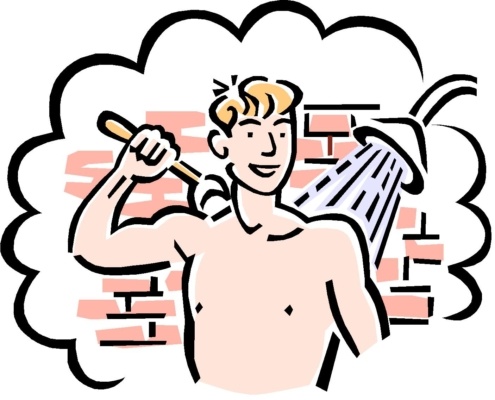 A cartoon of a Spanish man in the shower