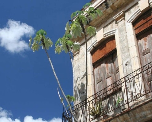 View of a balcony from a historic Latin American home in Bogota Colombia